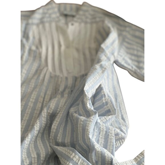 Victorian Style Striped Nightgown By Gilligan OMalley Long White & Blue Size S - Picture 12 of 13